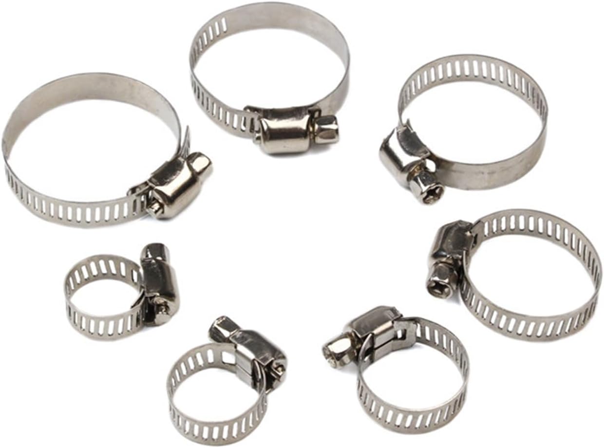 60PCS Mulit-Size Stainless Steel Hoop Clamp Hose Clamp 8mm-38mm Set Automotive Pipes Clip Fixed Tool Kit Pipe Clamps