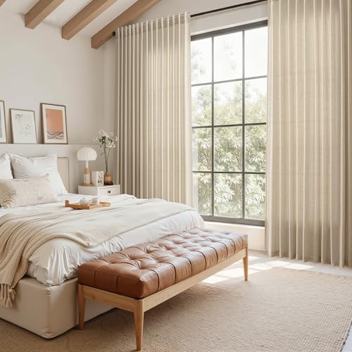 Image of Taupe Burlywood Linen Curtains 80 Inch Length for Living Room Light Filtering Semi Sheer Curtain Back Tab Rustic Luxury Neutral Modern Farmhouse Decor Drapes for Bedroom Dinner Room 52x80, 2 Panels