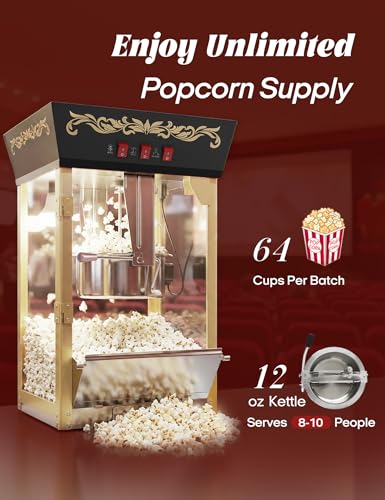 Image of 12oz Popcorn Machine, Home Movie Theater Style Popcorn Maker