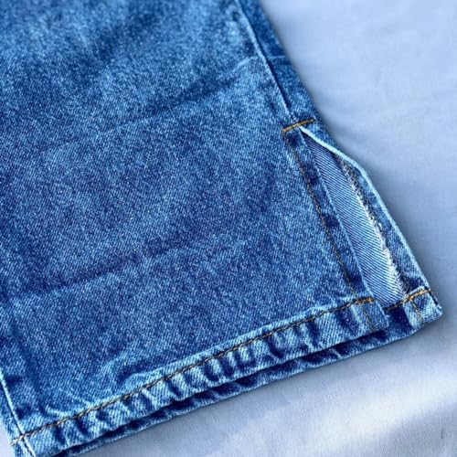 Calça Wide Leg Jeans Juvenil Feminina Pantalona Criança Tamanho:14;Cor:Azul