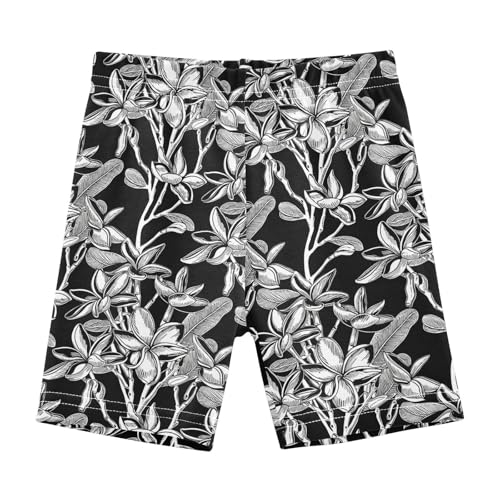 Branch Leaves Black Girls Bike Shorts Toddler Soft Cotton Under Dress Dance Shorts