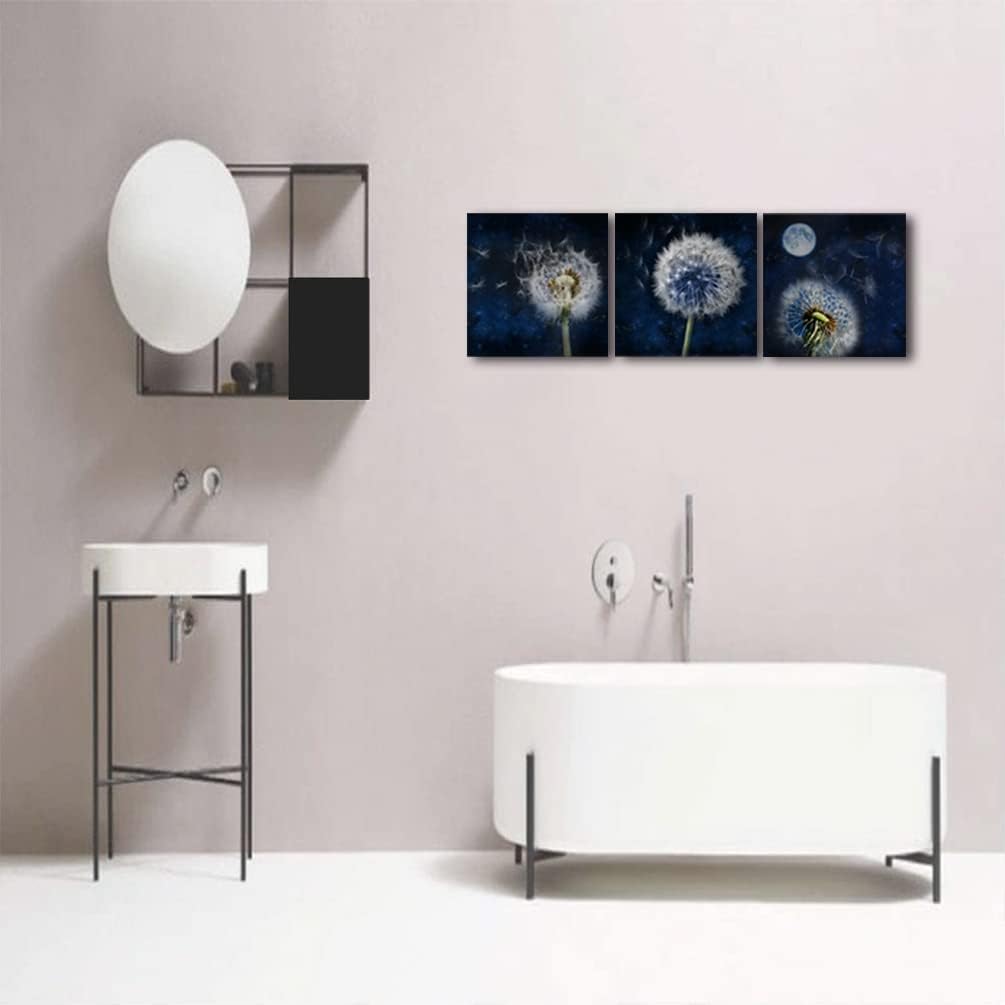 Woxfcart Dandelion Floral Decor Wall Art Canvas Flower Prints Nature Picture for Home Bathroom Bedroom Walls decoration Ready to Hang 13.5"x13.5"x3 Panel