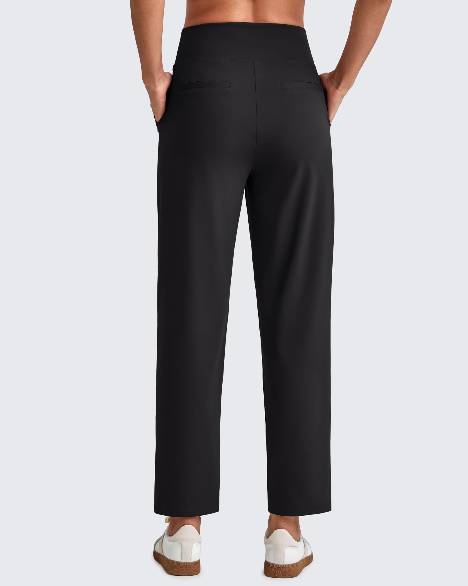 G4Free Pantaloni da yoga da donna, alla caviglia, con tasche, elasticizzati, crop business, casual, da lavoro, Petite/Regular/Tall