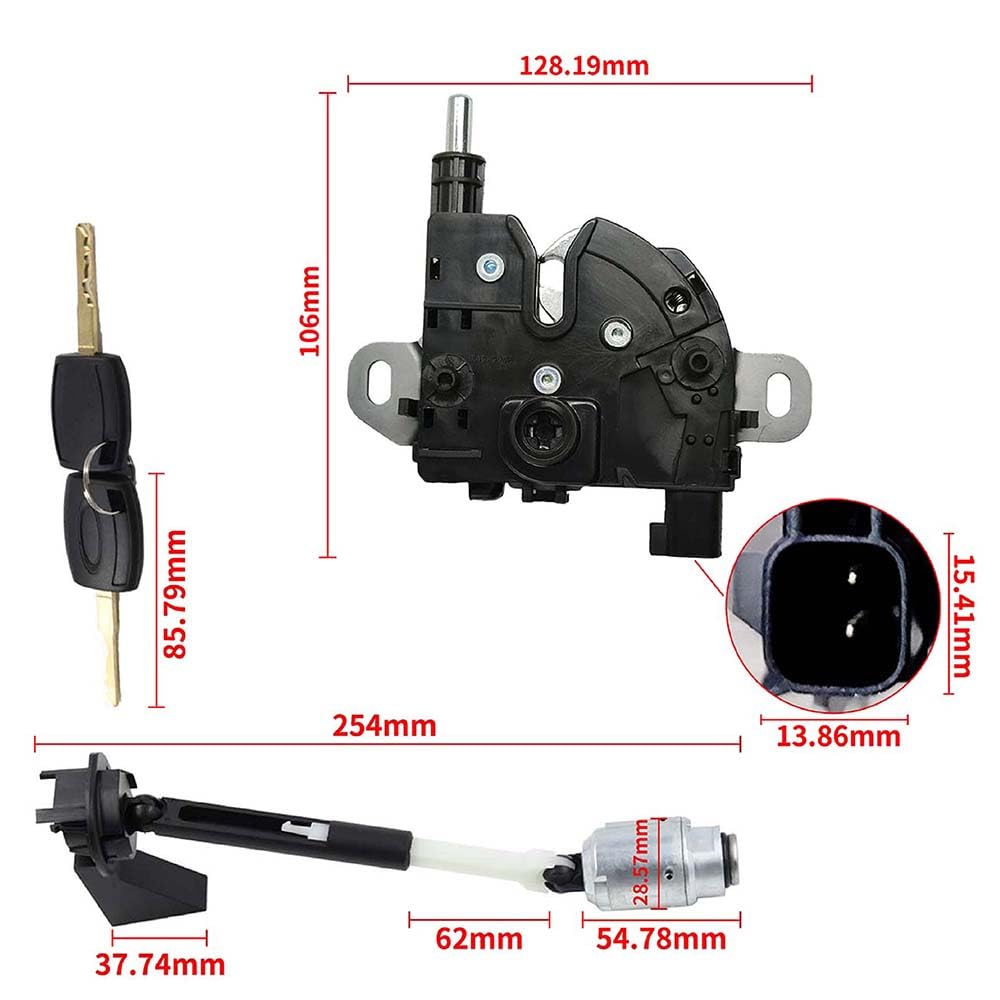 1355231 Set di Serratura di blocco del cofano con 2 chiavi e 4 attrezzi universali per lo smontaggio degli interni compatibile con Ford Focus MK2 C Max Kuga 2004-2012