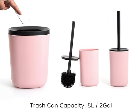 Miniatura 3 de Juego de 6 accesorios de baño completo, soporte para cepillos de dientes, dispensador de jabón, cubo de basura de basura, jabonera, taza para