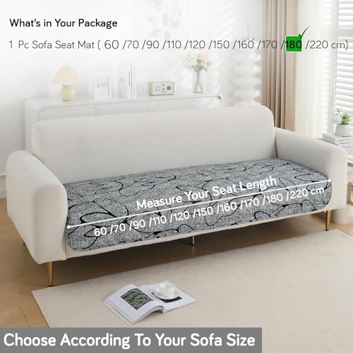Image of HOKIPO 'Elira Series' Water Repellent + Waterproof Quilted Sofa Mats | Make Your Own Sofa Cover Set | Length 180cm - Intense Grey Abstract Floral (NEW-5249-C2)