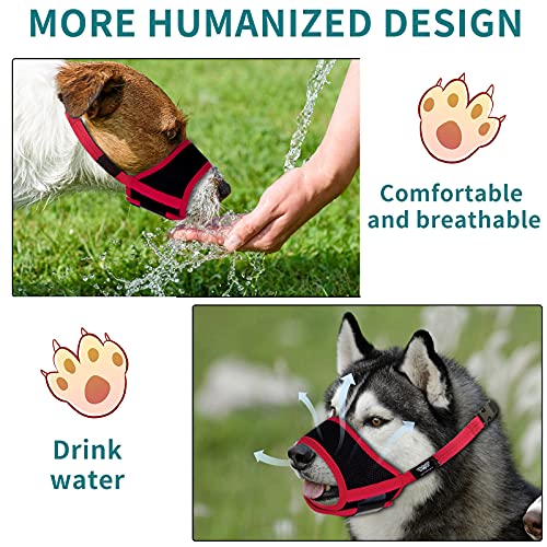 Dog Muzzles For Small Medium Dogs, Muzzle For Medium Sized Dog, Soft Muzzle For Dogs, Soft Mesh Dog Muzzles For Biting Barking Chewing, Muzzles For Dogs M Red #TOP4