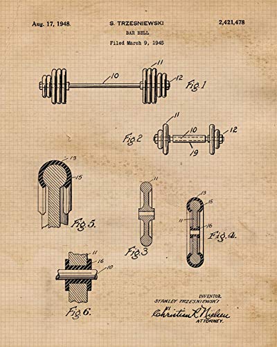 Vintage Cross Fit Patent Art Poster Prints, Set of 6 (8x10) Unframed Photos, Great Wall Art Decor Gifts Under 20 for Home, Office, Garage, Man Cave, Gym, Student, Teacher, Coach, Trainers, Fan