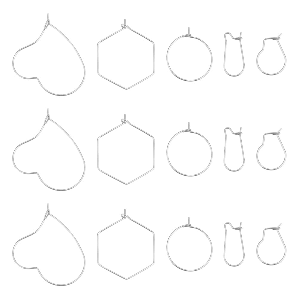 UNICRAFTALE 100Pcs 5 Styles Wine Glass Ring Stainless Steel Hoop Earring Wine Glass Charms Rings Beading Earring Hoops for Jewelry Making