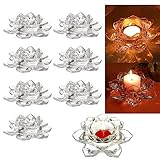 GOLDEAL 8 Pcs Lotus Candle Holders, Tealight/Tea Light/Votive Candle Holders Bulk, Clear Glass Candle Holder for Table Centerpiece, Wedding, Party, Home Decor (8Pcs,Clear)