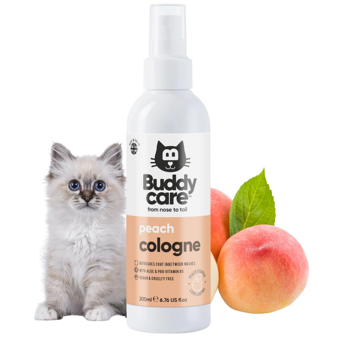 Buddycare Cat Perfume & Cologne Spray | Peach Scented (200ml) Refreshing Perfume for Indoor & Outdoor Cats