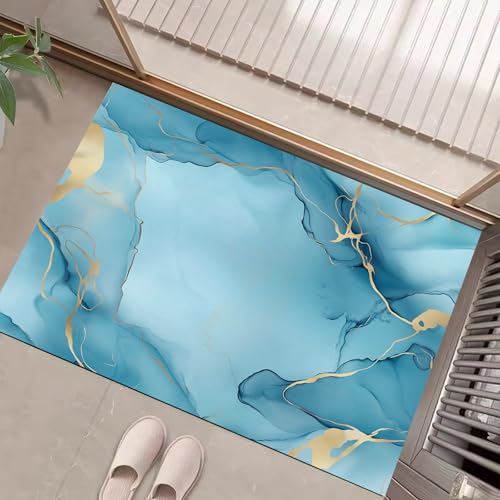 Tapis de sol antidérapant lavable 50x80cm à microfibres absorbantes marbre