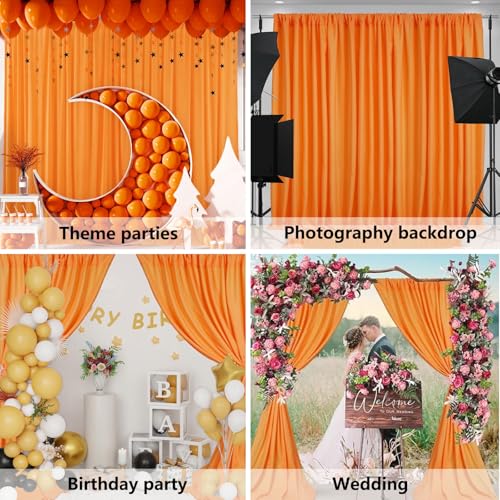 Image of 10 x 7 Feet Orange A Backdrop Curtain for Partie, Background Curtains for Photoshoot, Birthday, Wedding, Halloween, Thanksgiving, Christmas, New Year Party Decorations 5Ft x 7Ft, 2 Panels
