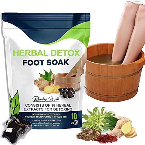 Oveallgo Pro Herbal Detox Foot Soak Beads, Natürliches Detox Cleansing Foot Soak Bead, Beifuß Kräuter Fußbad, Verbessert Blutzirkulation, Relieve Foot Pressure (10PCS)