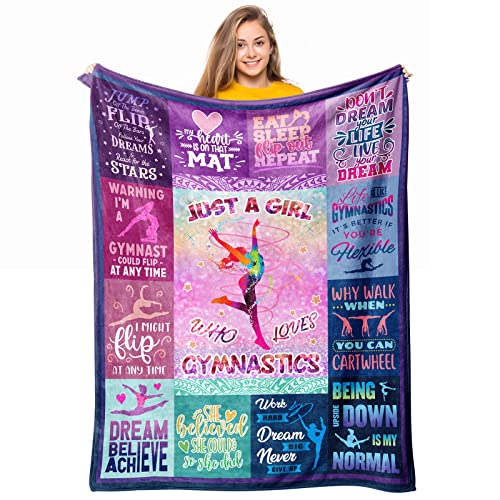Loxezom Gymnastics Gifts for Girls, Girls Gymnastics Stuff Blanket Gifts, Gymnastics...
