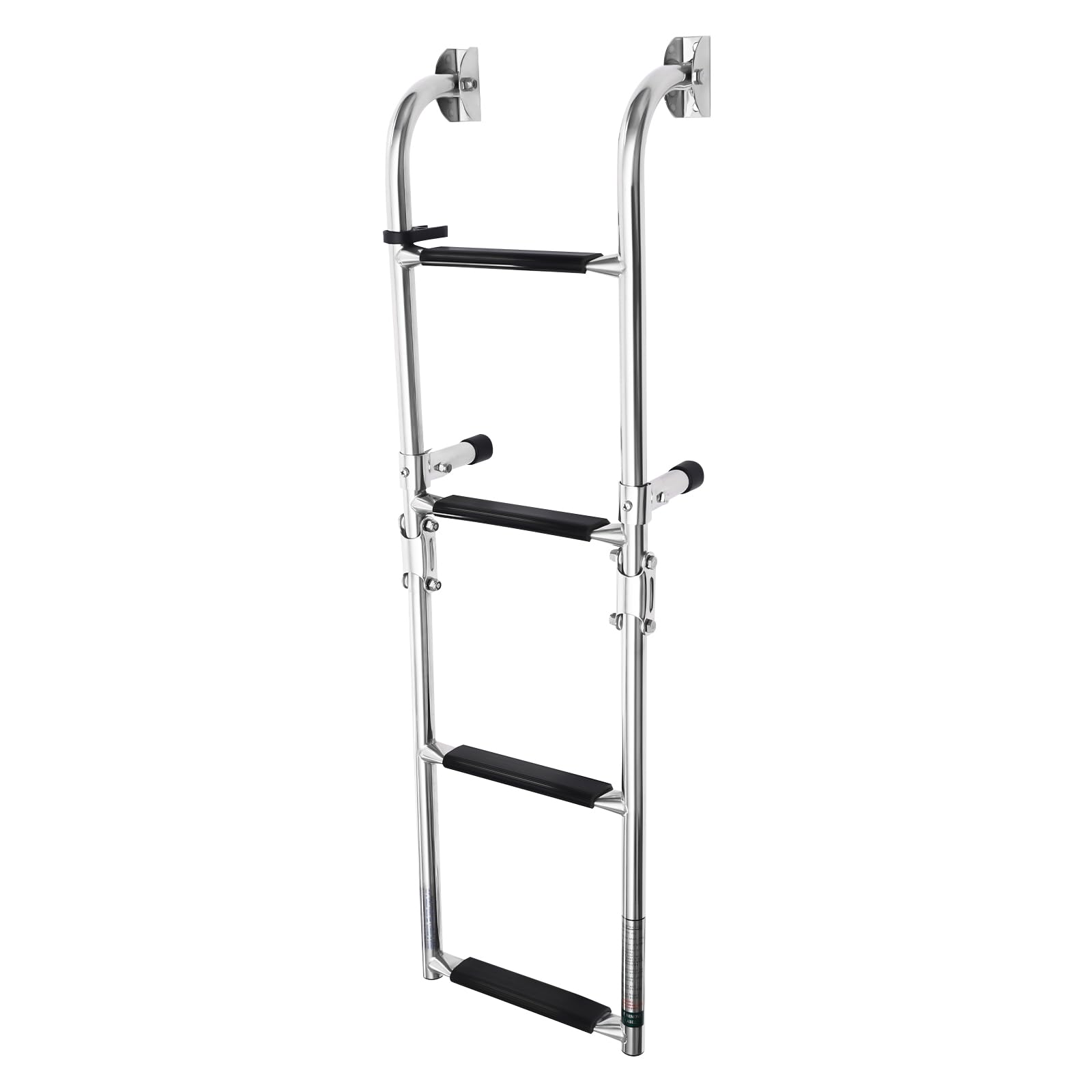 Escalera plegable de 2 + 2 niveles, 3 peldaños en C, escalera de baño para barcos de acero inoxidable, hasta 136 kg, para yates, lanchas rápidas, barcos de pesca, color plateado