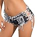 Soojun Women's Low Rise Side Straps Cheeky Mini Denim Shorts Clubwear