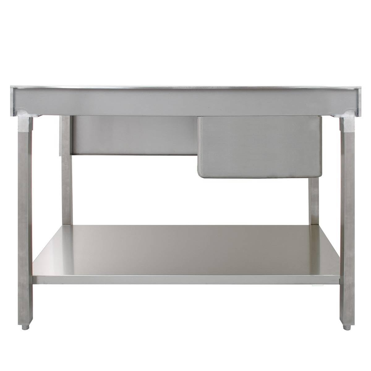 KuKoo Fregadero de Cocina 1 Seno Acero Inox(90x120x60cm)Escurridor Derecha Lavabo Comercial Profesional Restauración Gastronomía con Pies Ajustables,Protector contra Salpicaduras+Tapón Colador GRATIS