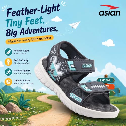 Image of ASIAN Virat Junior-11 Sports Sandals | Soft Cushion Comfort, Adjustable Velcro Fit, Lightweight & Durable | Outdoor Play Sandals for Boys & Girls