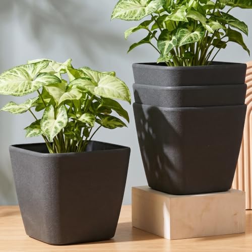 Image of Eha Earth-Friendly Daisy 9 inchPots and Planters Made with Rice Husk, Set of 4