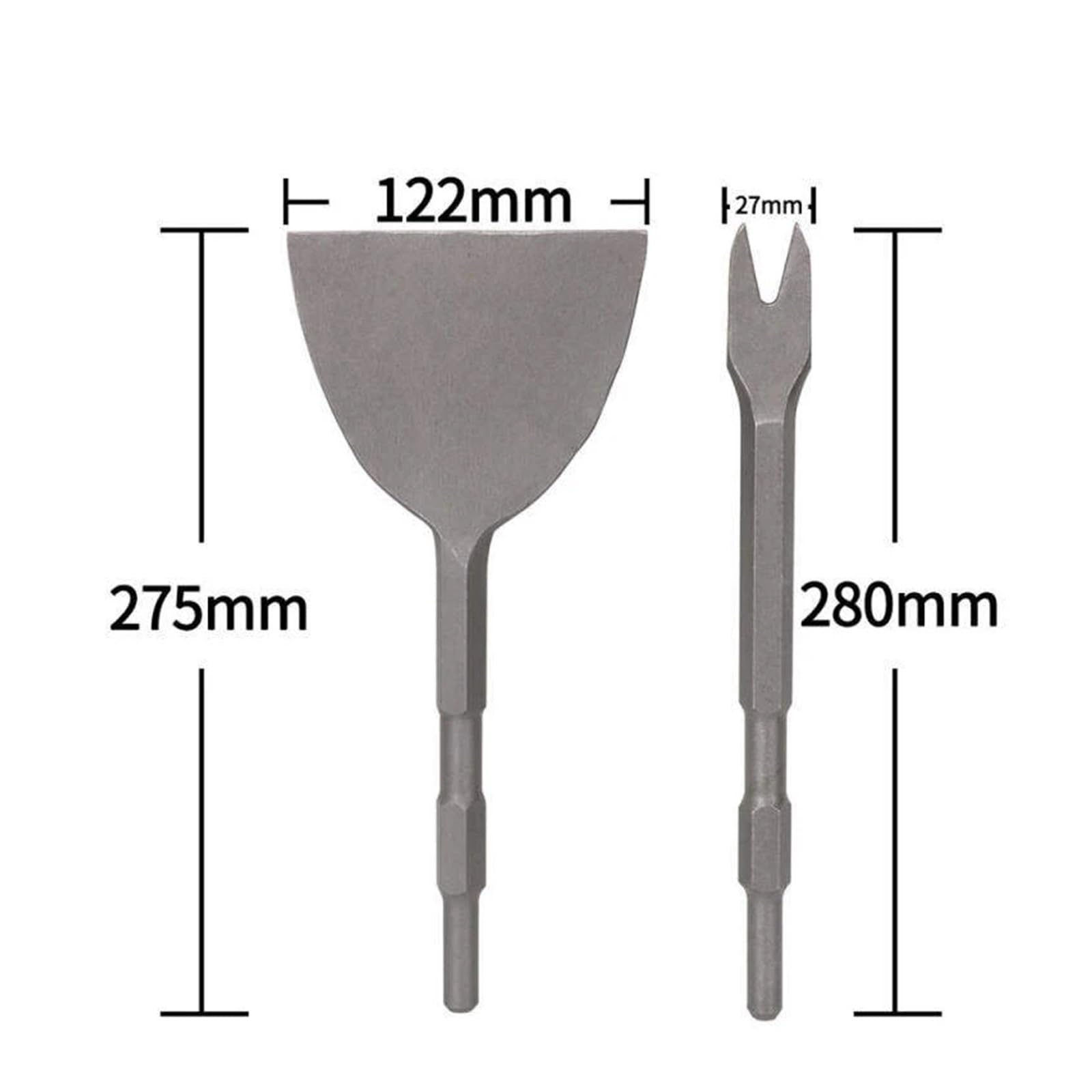 Ensemble d'outils de burinage, Burin à Marteau électrique 280 x 150 mm et 275 x 122 mm, Outil de démontage de Moteur d'élargissement, Burin à carrelage(275x122mm Set)