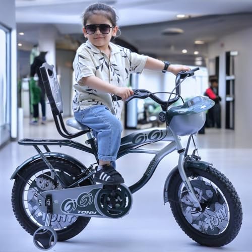 Image of TONY Cycle Sports Gigi 14T BMX Bicycle | Single Speed Kids' Bike with Training Wheels | Ideal for Boys & Girls Ages 3 to 5 Years | Durable Sea Design for Safe and Fun Riding Experience (Silver)