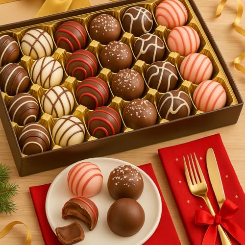 Image of WINNI - Deluxe 24 Pcs Truffle Chocolates Gift Pack | Belgian Dark Chocolates Gift | Handmade Celebration Chocolate Gift Box For Birthday, Anniversary, Valentine's Day, Partner, Couple, Girlfriend, Boyfriend, Girls, Boys, Students, Kids | Imported Chocolates | Chocolate Bouquet | Rakhi Gift | Return Gift Hamper