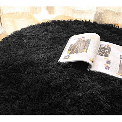 Image of Solid Fluffy Rugs and Carpet for Hall and Drawing Room 5x5 Round M-19