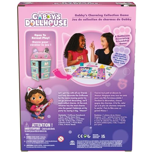 Image of Spin Master Games, Gabby's Dollhouse, Charming Collection Board Game for Kids & Family, 2-4 Players, Easter Basket Stuffers, for Ages 4 & Up