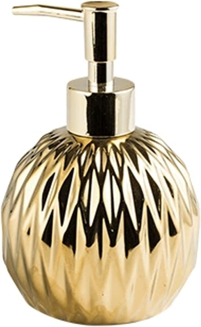Soap bottle， Ceramic soap dispenser 450ml gold/silver retro style is suitable for bathrooms(Gold)