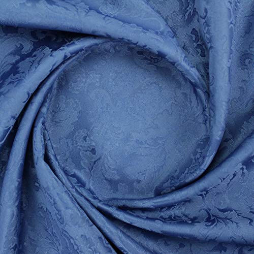 ALMACENES CASA ANGEL Tejido Damasco EN Color Liso con Dibujos Victoriano Serie VERSALLES Ancho 280cm por Metro (Azul, 1 Metro)