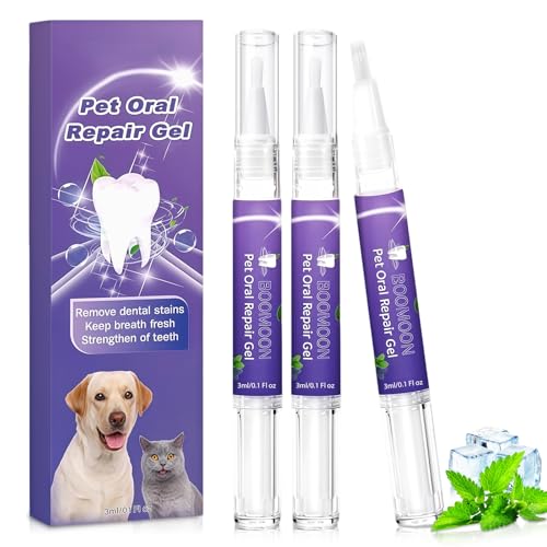 3 pièces stylos à brosse à dents pour animaux de compagnie, Gel de Réparation Orale pour Chien, Élimine le tartre pour animaux de compagnie，Blanchiment et nettoyage des dents de chat/chien