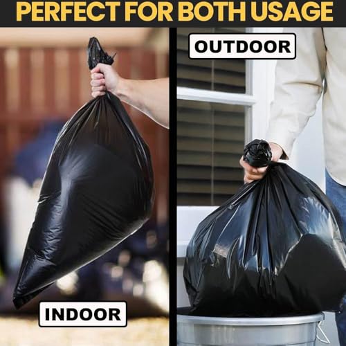 Image of ELLA Garbage Bags 24x32 Inches | 105 Bags (7 Rolls x 15) | Black | Large | Durable Leak-Proof Dustbin Covers for Home, Kitchen, Bathroom & Office