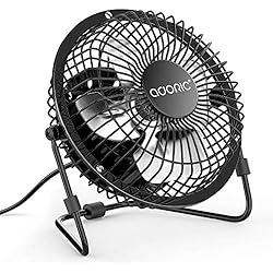 Ventilador Usb Metalico Adoric - Ventilador de mesa con USB, ideal para el escritorio, compatible con Power Bank, portátil, adaptador, cargador de coche, etc.