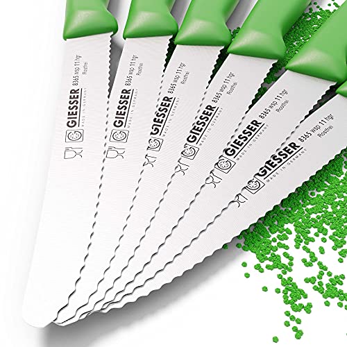 Foto von Giesser seit 1776 - Made in Germany - Tomatenmesser 6er Set Veggie, Universalmesser, grün, nachhaltiger Griff, rutschfest, kleines Küchenmesser rostfrei, scharfes Messer für gesunde Küche