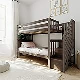 Max & Lily Twin Bunk Bed with Staircase, Clay
