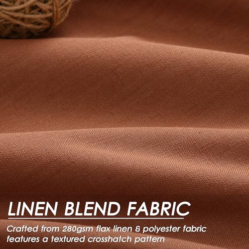 Image of Nanspring Terracotta 100% Blackout Linen Curtains 84 Inch Length 2 Panels Set for Bedroom Back Tab Boho Farmhouse Decor Black Out Curtain for Living Room Office Thermal Insulated Drapes 52x84