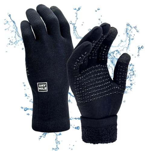DRYMILE Alpine Waterproof Gloves - Warm Touchscreen Winter Snow Wool Blend Hand Gloves for Men & Women - Work, Hiking, Skiing, Running, Biking, Riding Glove, Ideal for Cold Weather - S, Black