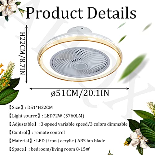 Lustre ventilateur de plafond avec éclairage LED de forme cercle télécommandé - 6
