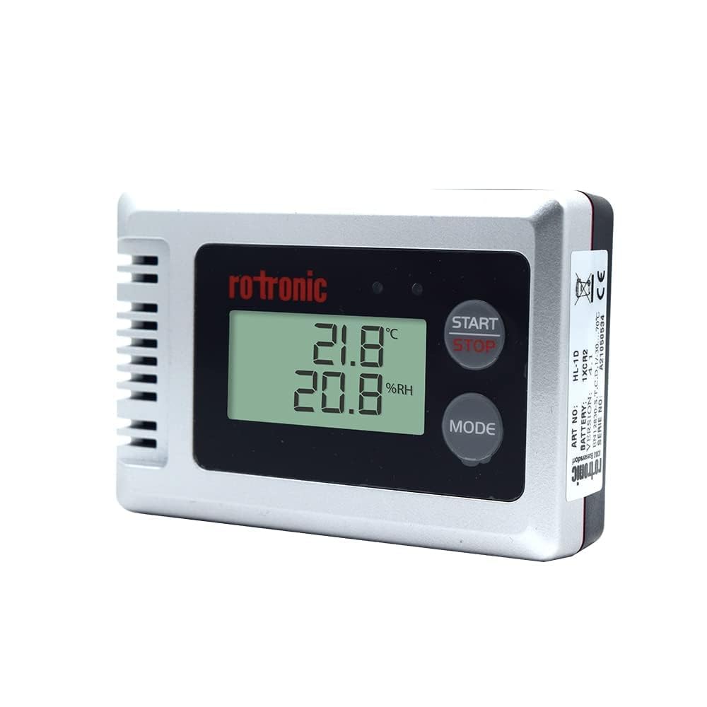 Temperature Humidity Data Logger/Temperature Recorder/Data Logger (21 CFR Part 11 Compliant) for Pharmaceuticals, Warehouse, Food Industries, Cargos, Blood Banks Model: Rotronic HL-1D