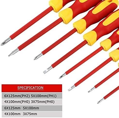 Set di cacciaviti di precisione isolati VDE 8 in 1, Punte magnetiche a Croce, Dadi, Utensili Multifunzione, Kit di Utensili manuali di Riparazione