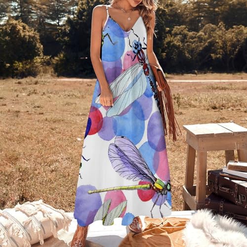 Robe maxi sans manches col V avec coupe fluide et légère
