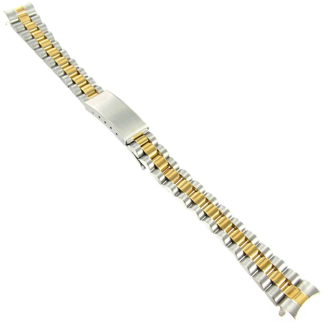13mm Milano Curved End Stainless Steel Two Tone Ladies Watch Band 3114/15 Set of Two