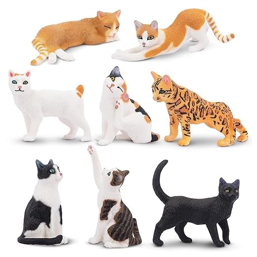 Toymany 8PCS Realistic Cat Figurines, Educational Cat Figures Toy Set, Kitten Cake Topper Easter Egg Birthday Gift for Kids Boys Girls Children