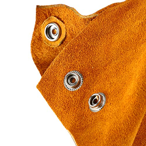 Nxwvpc Ap Allyprotect.com 23" Split Cowhide Leather Welding Sleeves W/Studs Front Around Neck, Quality Golden Heat Resistant Welders Sleeve #TOP5