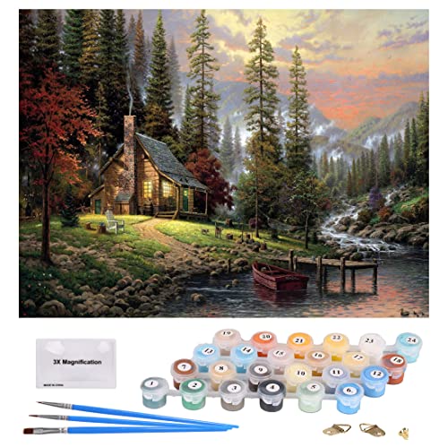TONZOM DIY Peinture par Numéros Kits pour Adultes, Peinture Bricolage pour Enfants Adultes Débutant 16x20 Pouces Cabane de Campagne sans Cadre Cover