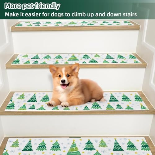 Peldaños de escalera de madera con alfombras de 8x30 pulgadas 6