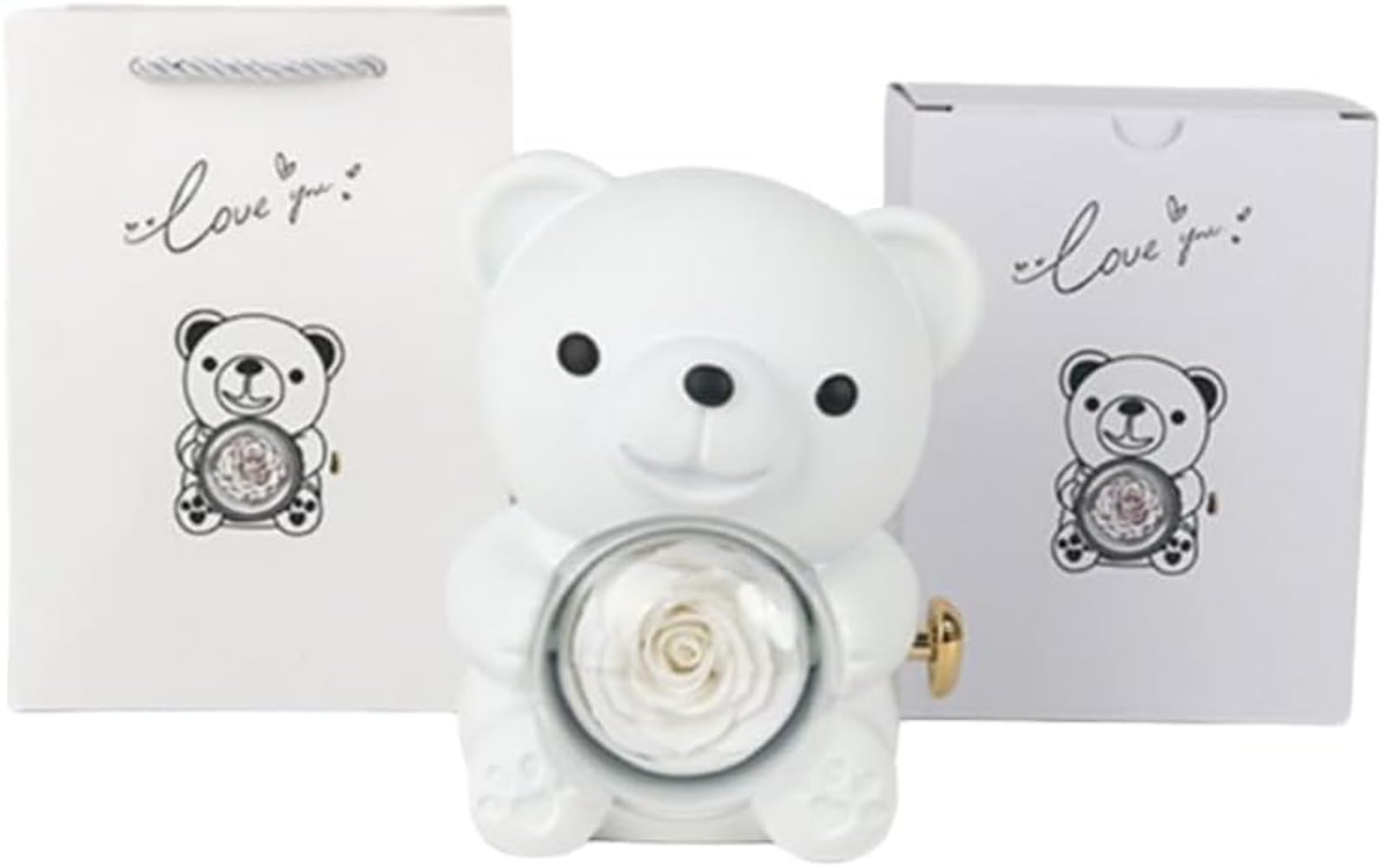 【新品未使用】フィリコ エンジェルベア 〜くまさんのハグ〜 Amazon｜Arfobug 回転ベア ローズ ジュエリー ボックス ハグ ベア 永遠