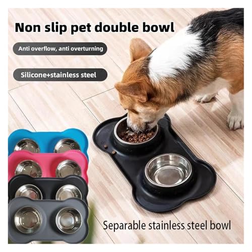 Gamelles doubles avec set de table silicone gris pour appartement