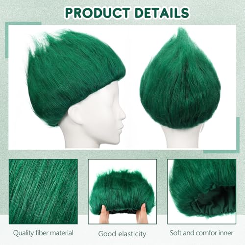 Image of Geyoga 1 Pcs Funny Wig Crazy Hair for Halloween Party,Dark Green
